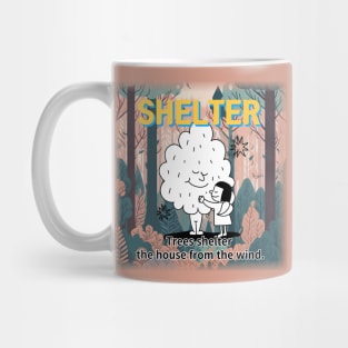 shelter ,Trees shelter  the house from the wind. Mug